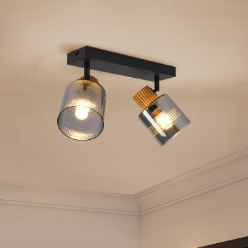 Brilagi - Spotarmatuur HYGGE 2xE14/15W/230V zwart/rookglas