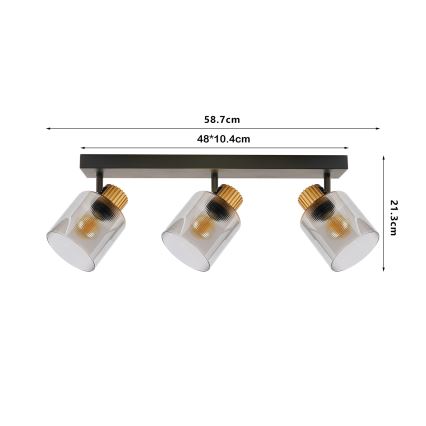 Brilagi - Spotarmatuur HYGGE 2xE14/15W/230V zwart/rookglas
