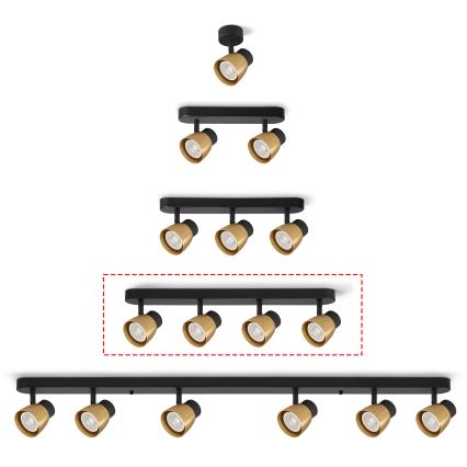 Brilagi - Spotarmatuur NUGGET 4xGU10/30W/230V zwart/goud