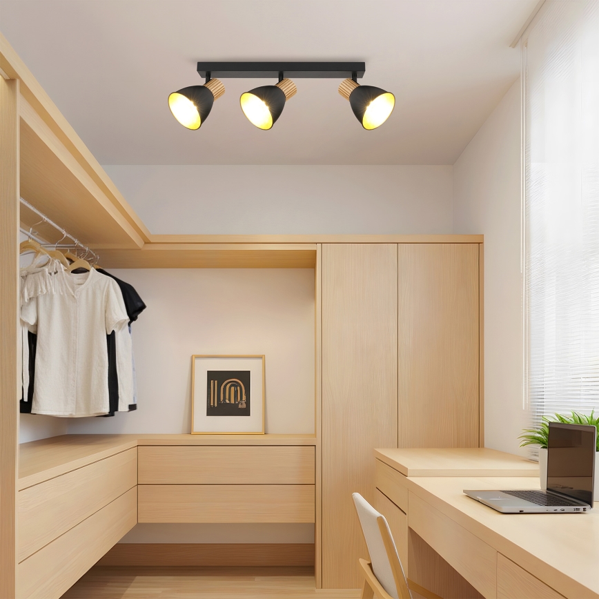 Brilagi - Spotarmatuur ODENSE 3xE14/10W/230V rubberhout/zwart