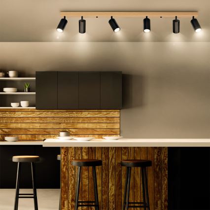 Brilagi - Spotarmatuur SELE 6xGU10/30W/230V zwart/eikendecor