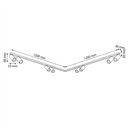 Brilagi - Spotarmatuur SELE LONG 8xGU10/30W/230V zwart