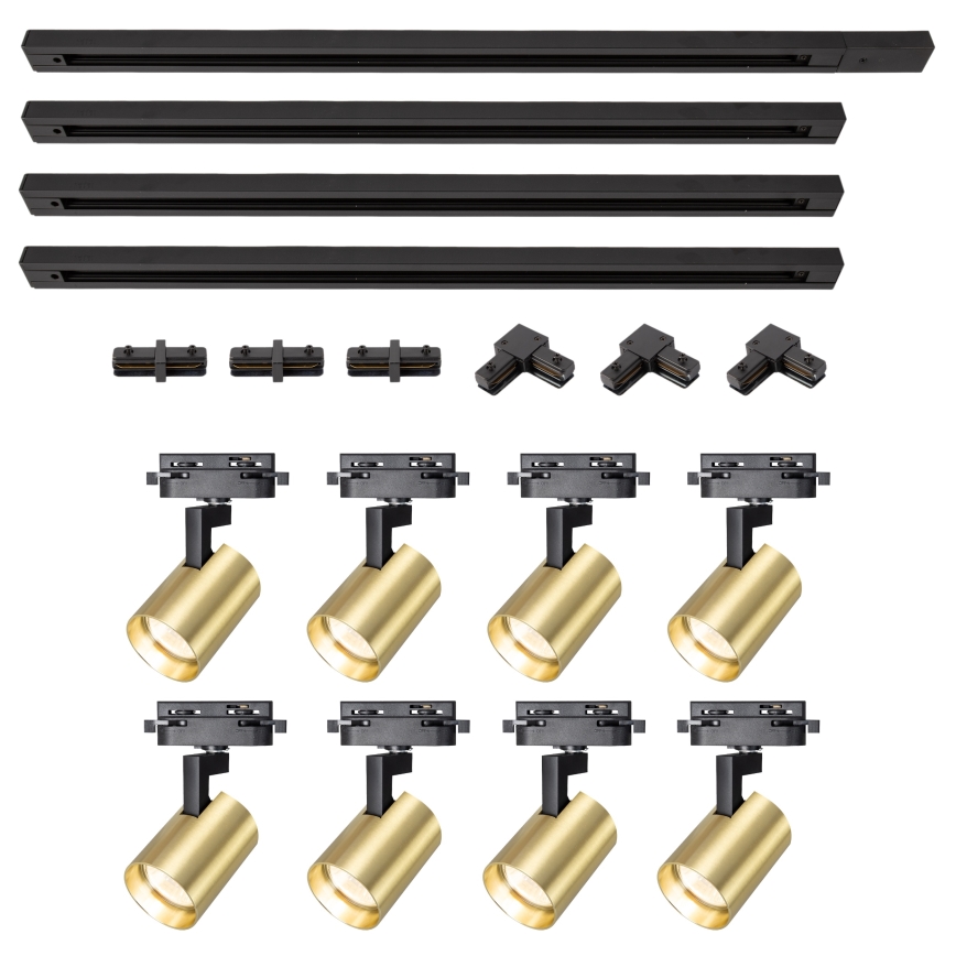 Brilagi - Spotarmatuur voor railsysteem HUSKY, 8xGU10/10W/230V, zwart/goud