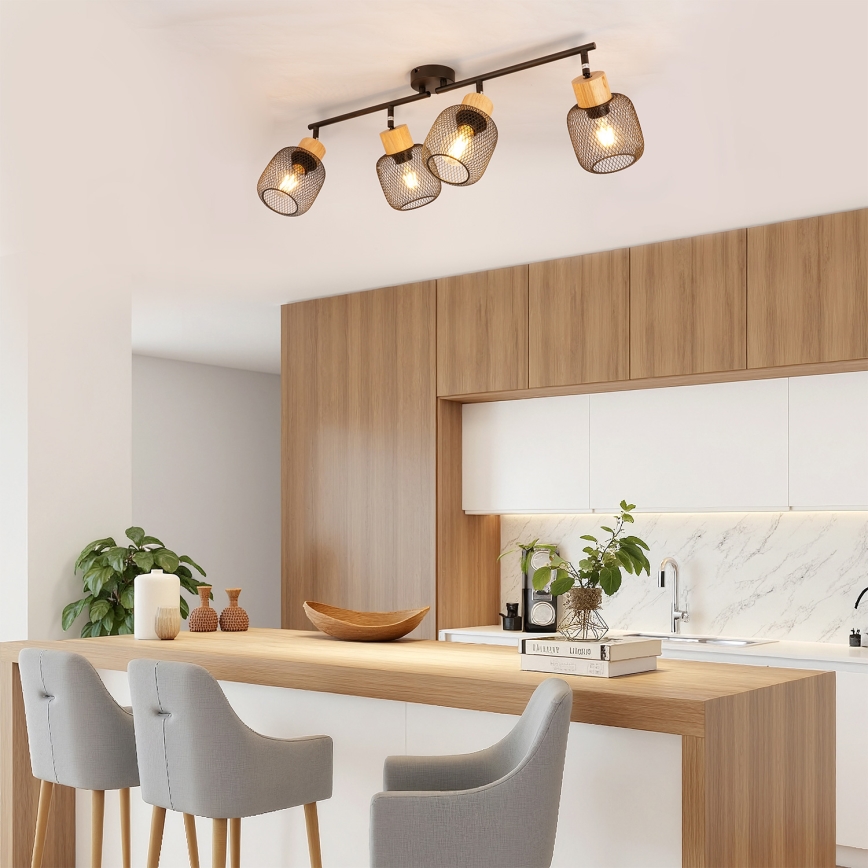 Brilagi - Spotlamp BASKLITE 4xE27/15W/230V hout/zwart