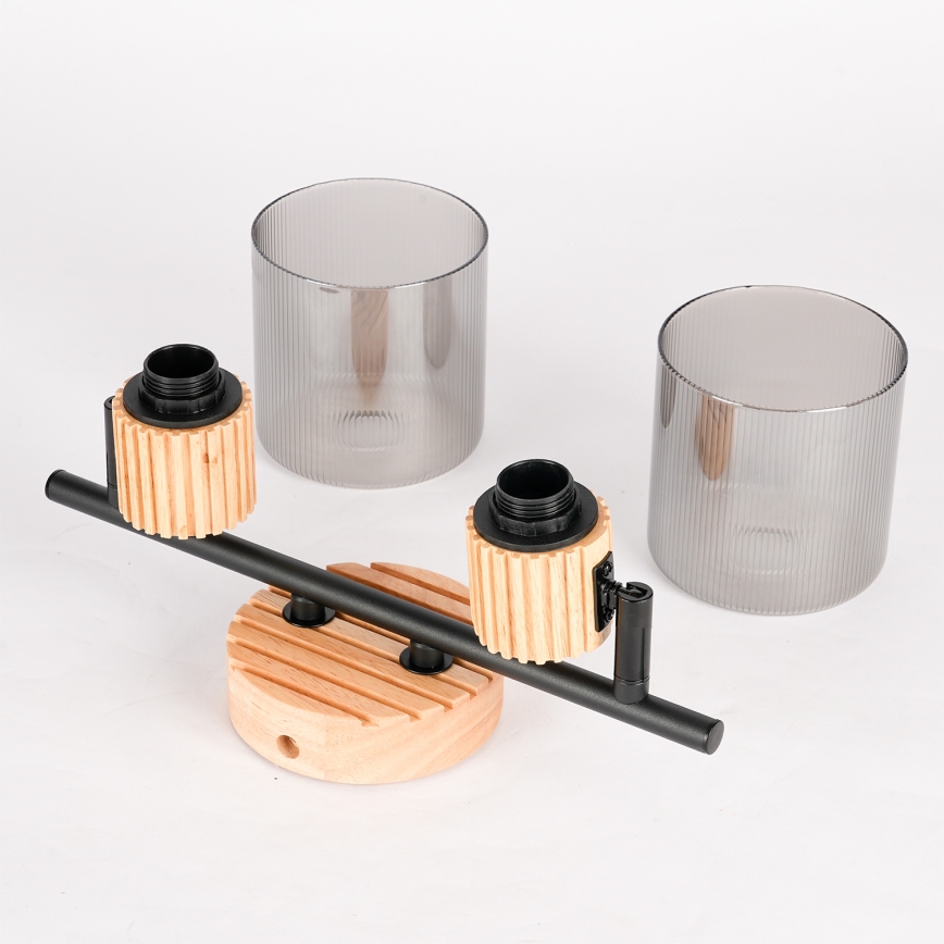 Brilagi - Spotlamp HYGGE 2xE14/15W/230V hout/gerookt glas