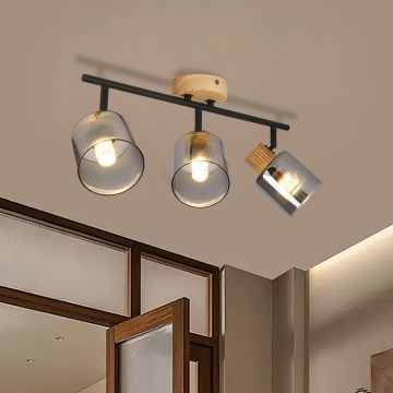 Brilagi - Spotlamp HYGGE 3xE14/15W/230V hout/rookkleurig