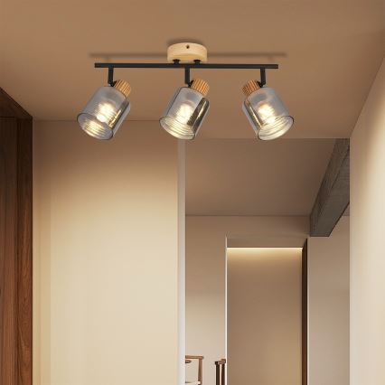 Brilagi - Spotlamp HYGGE 3xE14/15W/230V hout/rookkleurig