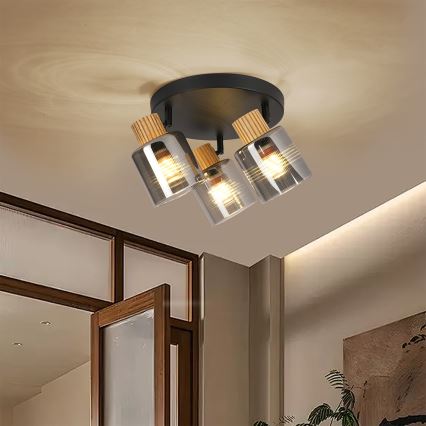 Brilagi - Spotlamp HYGGE 3xE14/15W/230V zwart/gerookt glas