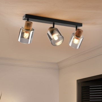 Brilagi - Spotlamp HYGGE 3xE14/15W/230V zwart/rookglas