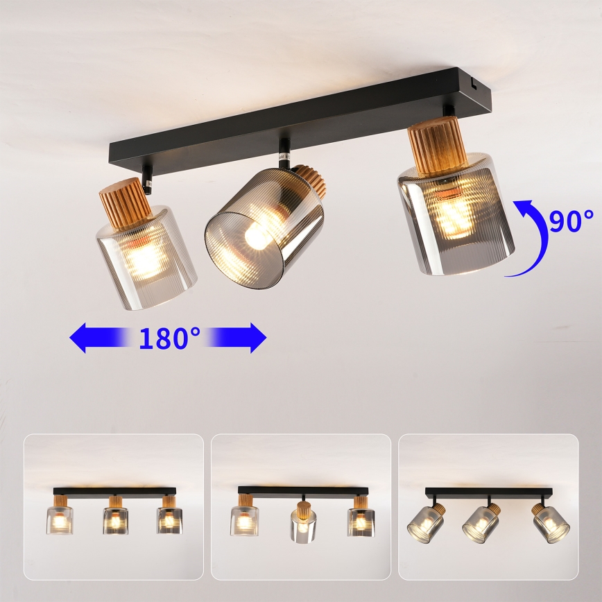 Brilagi - Spotlamp HYGGE 3xE14/15W/230V zwart/rookglas