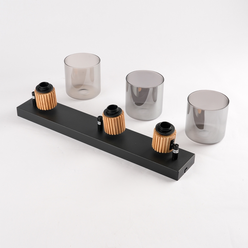 Brilagi - Spotlamp HYGGE 3xE14/15W/230V zwart/rookglas