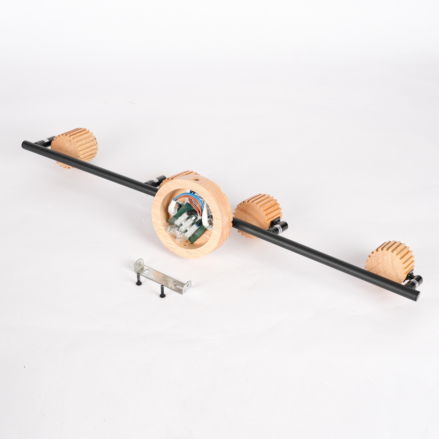 Brilagi - Spotlamp HYGGE 4xE14/15W/230V rubberhout/rookglas