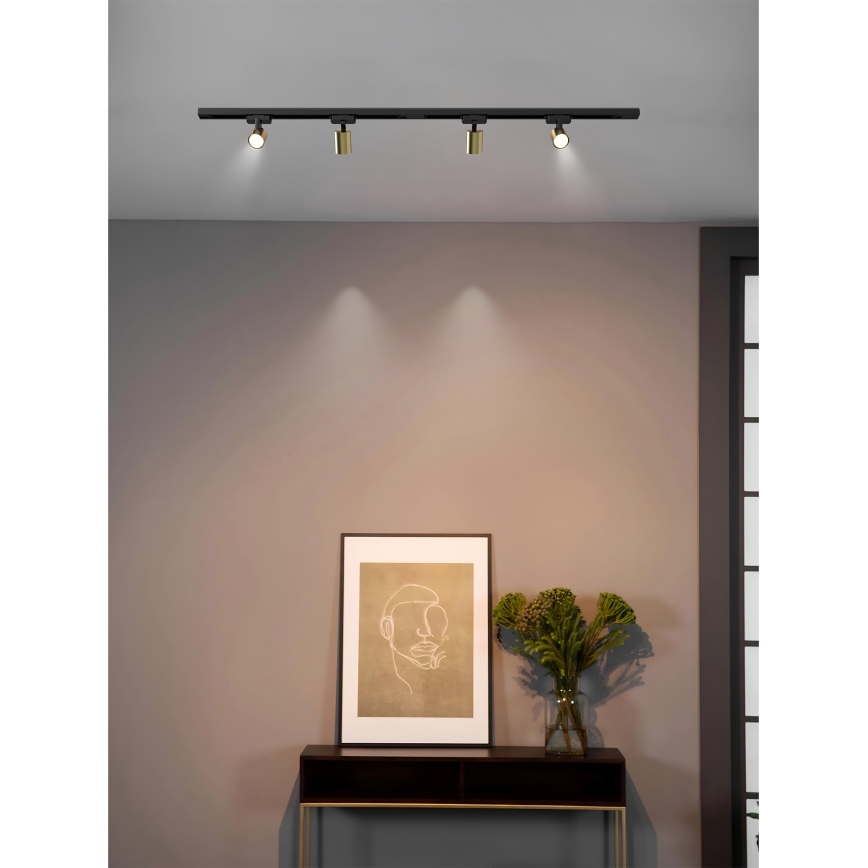 Brilagi - Spotlamp in het railsysteem HUSKY 4xGU10/10W/230V zwart/goud