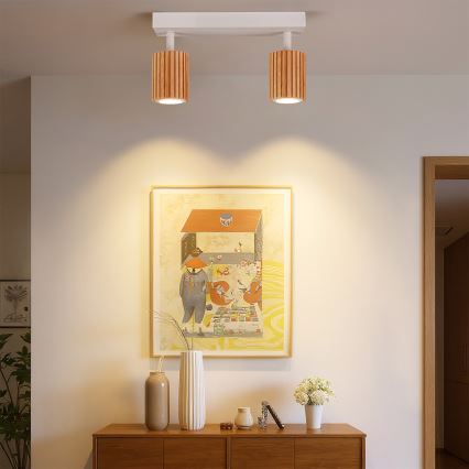 Brilagi - Spotlamp MODERN WOOD 2xGU10/8W/230V hout/wit
