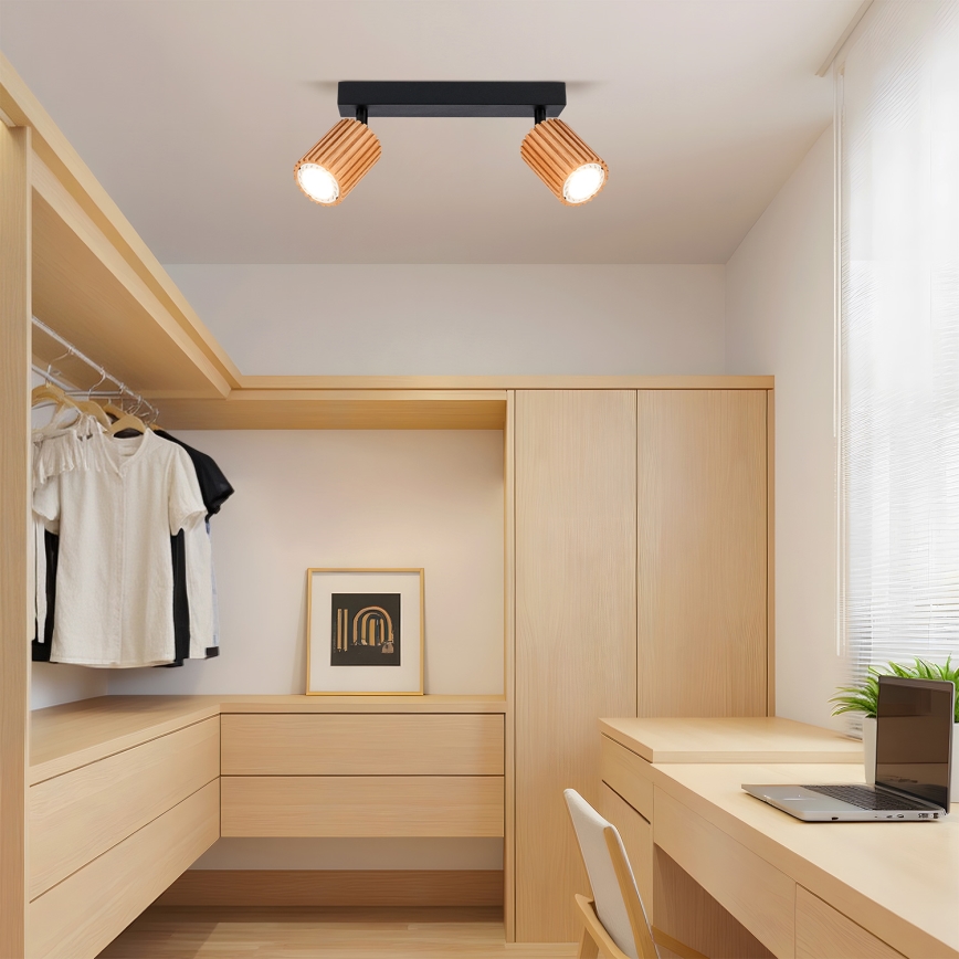 Brilagi - Spotlamp MODERN WOOD 2xGU10/8W/230V hout/zwart