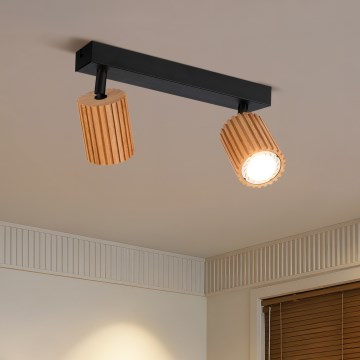 Brilagi - Spotlamp MODERN WOOD 2xGU10/8W/230V rubberhout/zwart