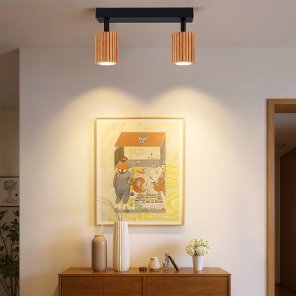 Brilagi - Spotlamp MODERN WOOD 2xGU10/8W/230V rubberhout/zwart