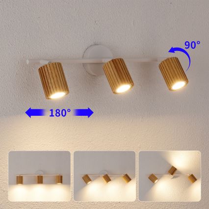 Brilagi - Spotlamp MODERN WOOD 3xGU10/8W/230V hout/wit