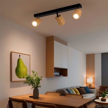Brilagi - Spotlamp MODERN WOOD 3xGU10/8W/230V hout/zwart