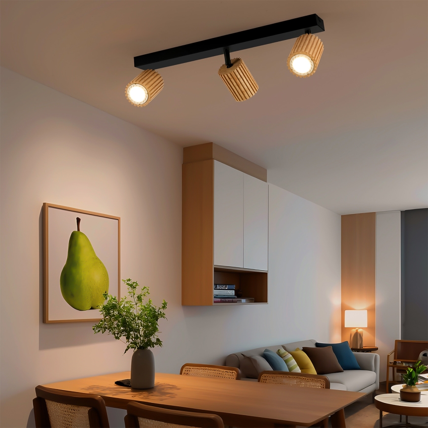Brilagi - Spotlamp MODERN WOOD 3xGU10/8W/230V hout/zwart