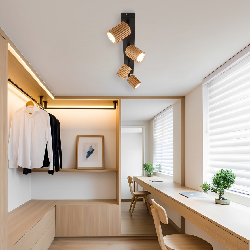 Brilagi - Spotlamp MODERN WOOD 4xGU10/8W/230V hout/zwart