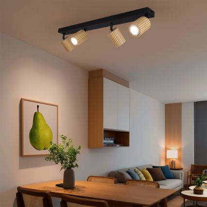 Brilagi - Spotlamp MODERN WOOD 4xGU10/8W/230V rubberhout/zwart