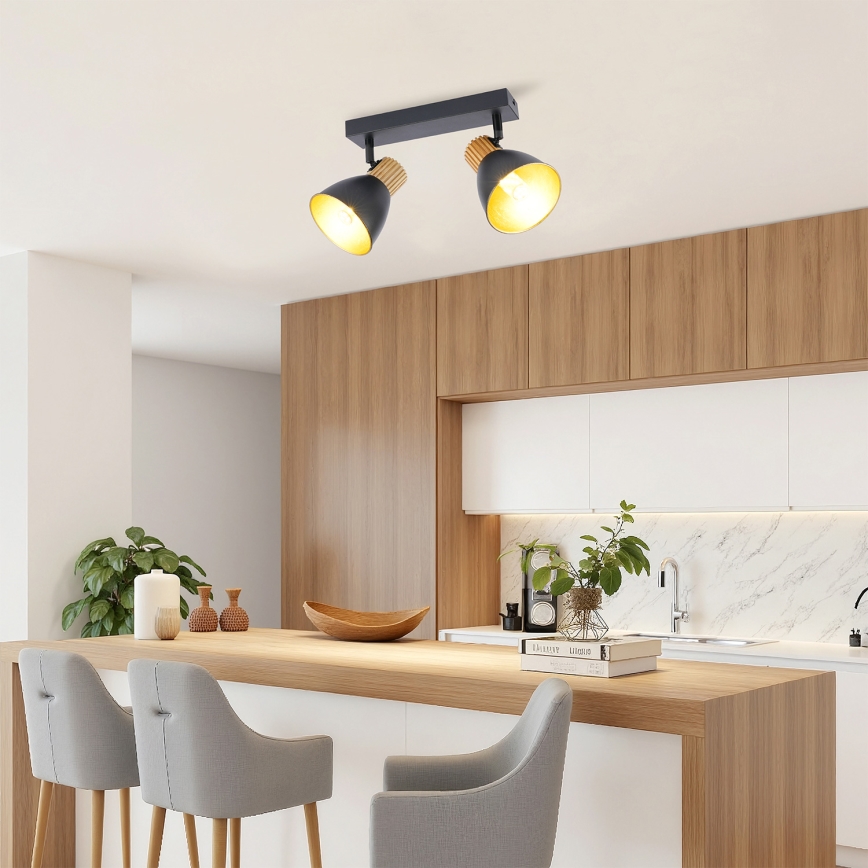 Brilagi - Spotlamp ODENSE 2xE14/10W/230V hout/zwart