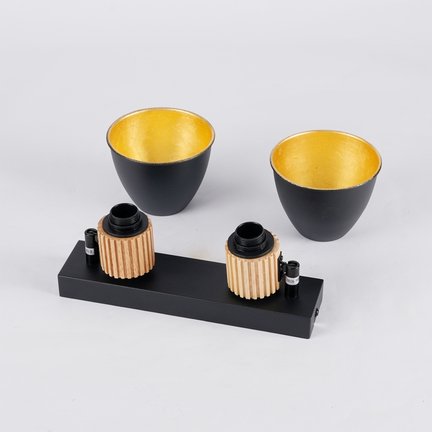 Brilagi - Spotlamp ODENSE 2xE14/10W/230V rubberhout/zwart