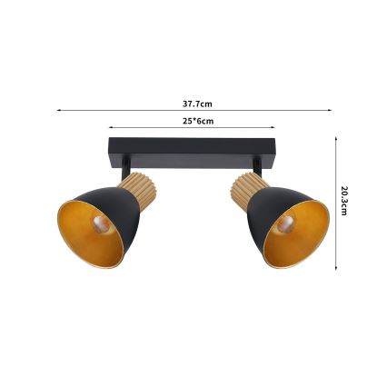 Brilagi - Spotlamp ODENSE 2xE14/10W/230V rubberhout/zwart