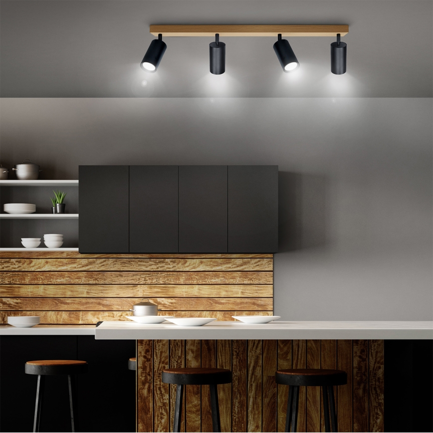 Brilagi - Spotlamp SELE 4xGU10/30W/230V zwart/eiken decor