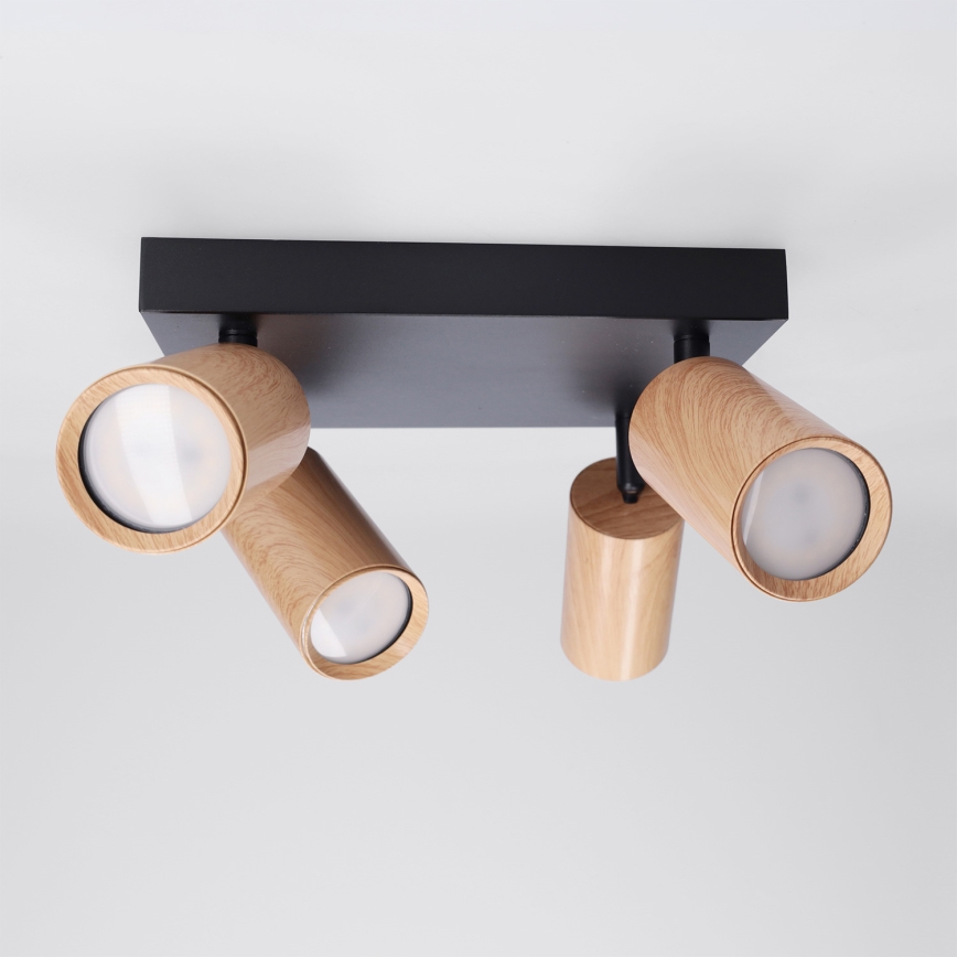 BRILAGI - Spotlamp SELE SQUARE 4xGU10/30W/230V zwart/eiken decor