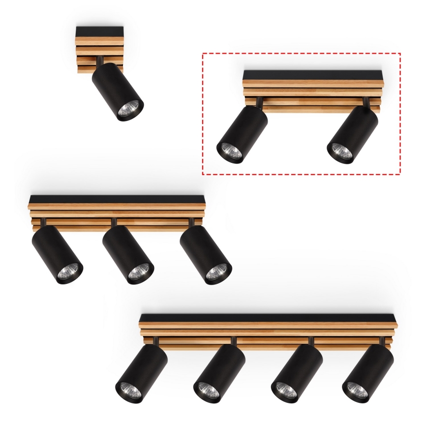 Brilagi - spotlamp SELE WOOD 2xGU10/30W/230V zwart/hout