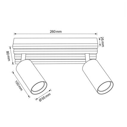 Brilagi - spotlamp SELE WOOD 2xGU10/30W/230V zwart/hout