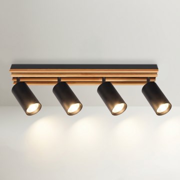 Brilagi - Spotlamp SELE WOOD 4xGU10/30W/230V zwart/hout