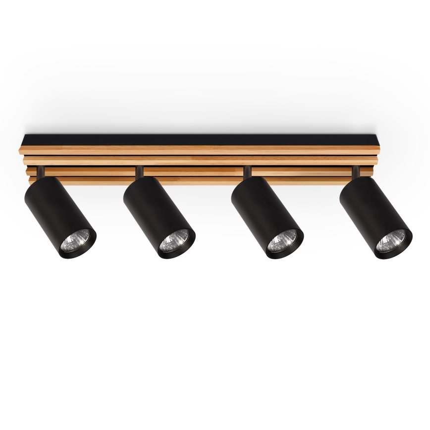 Brilagi - Spotlamp SELE WOOD 4xGU10/30W/230V zwart/hout