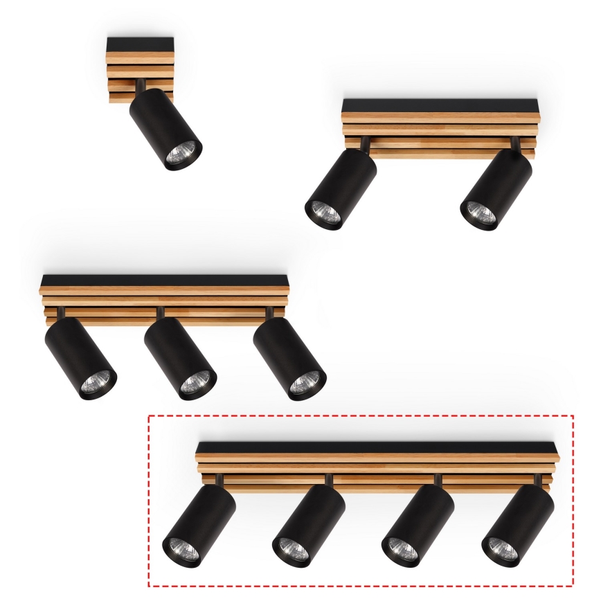 Brilagi - Spotlamp SELE WOOD 4xGU10/30W/230V zwart/hout