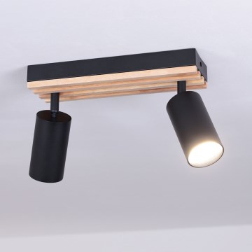 Brilagi - spotlamp SELE WOOD ACOUSTIC 2xGU10/30W/230V zwart/hout