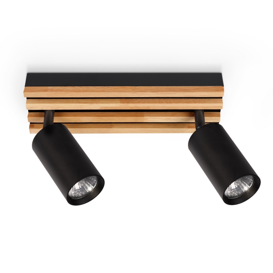 Brilagi - spotlamp SELE WOOD ACOUSTIC 2xGU10/30W/230V zwart/hout