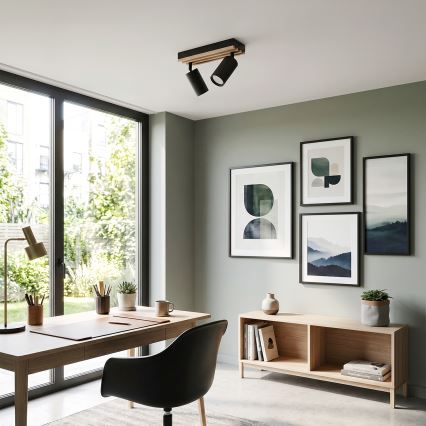 Brilagi - spotlamp SELE WOOD ACOUSTIC 2xGU10/30W/230V zwart/hout