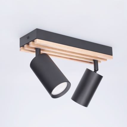 Brilagi - spotlamp SELE WOOD ACOUSTIC 2xGU10/30W/230V zwart/hout