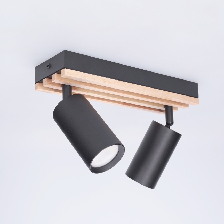 Brilagi - spotlamp SELE WOOD ACOUSTIC 2xGU10/30W/230V zwart/hout