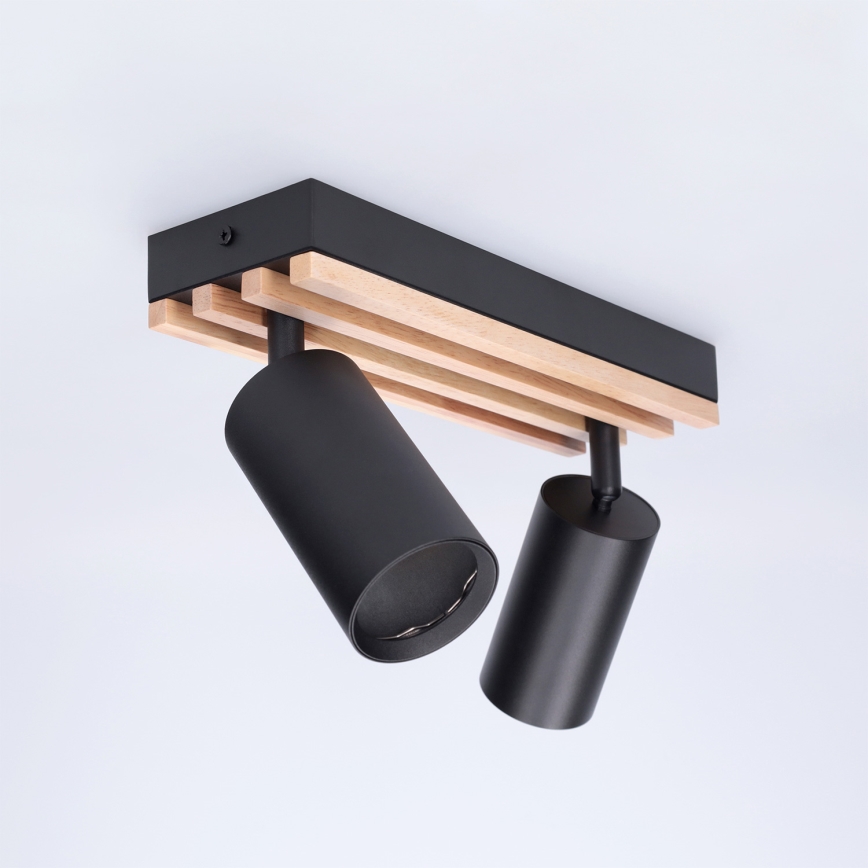 Brilagi - spotlamp SELE WOOD ACOUSTIC 2xGU10/30W/230V zwart/hout