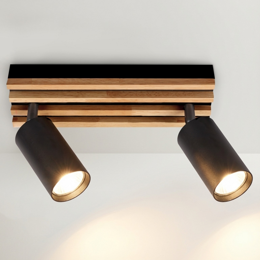 Brilagi - spotlamp SELE WOOD ACOUSTIC 2xGU10/30W/230V zwart/hout