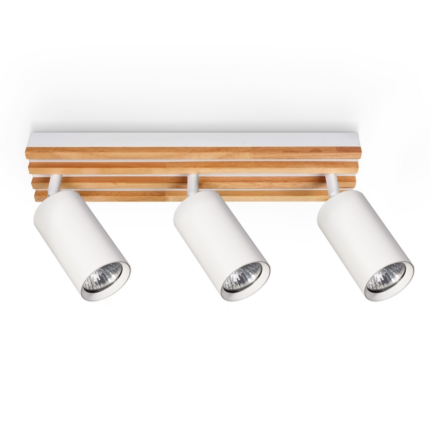Brilagi - Spotlamp SELE WOOD ACOUSTIC 3xGU10/30W/230V wit/hout