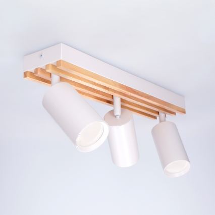 Brilagi - Spotlamp SELE WOOD ACOUSTIC 3xGU10/30W/230V wit/hout
