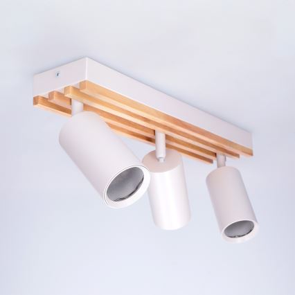 Brilagi - Spotlamp SELE WOOD ACOUSTIC 3xGU10/30W/230V wit/hout
