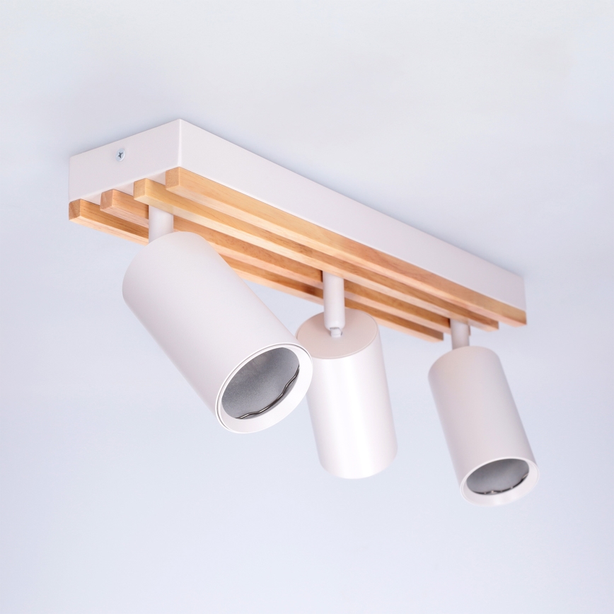 Brilagi - Spotlamp SELE WOOD ACOUSTIC 3xGU10/30W/230V wit/hout