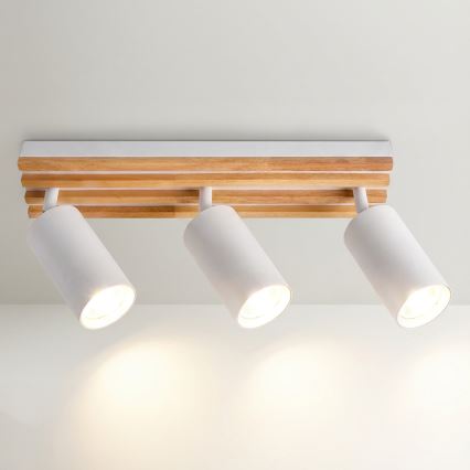 Brilagi - Spotlamp SELE WOOD ACOUSTIC 3xGU10/30W/230V wit/hout