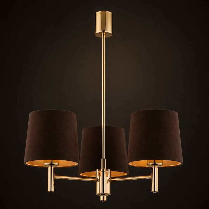 Brilagi - Staafkroonluchter MONTE 3xE27/15W/230V bruin/goud