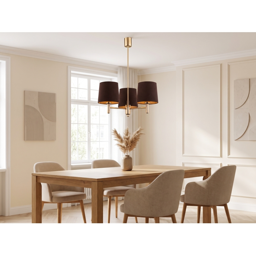 Brilagi - Staafkroonluchter MONTE 3xE27/60W/230V bruin/goud